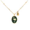 [Q2501] - Dark Green Gold 'Flamingo' Steel Designer Necklace - 16x12 Mm