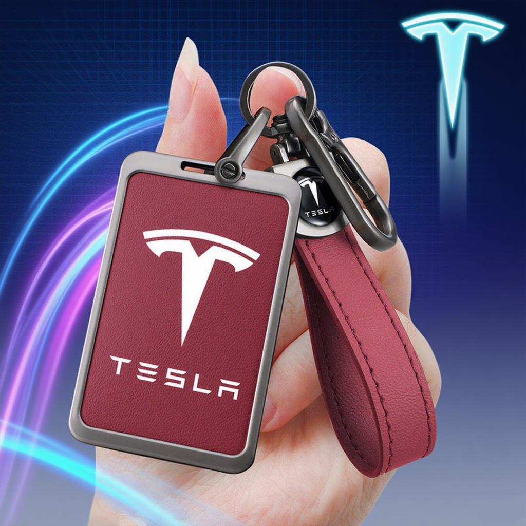 Кожаный Чехол-Держатель для Умного Ключа-Карты NFC для Автомобиля Tesla Model 3 Model Y Аксессуары для Брелока Автомобиля