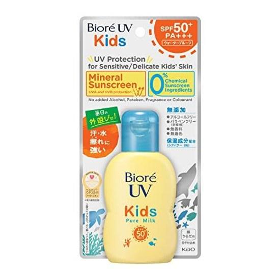 Солнцезащитное молочко Biore UV Kids Pure Milk 70 мл SPF50 / PA+++ минеральный барьер ноль абсорбентов без отдушек.