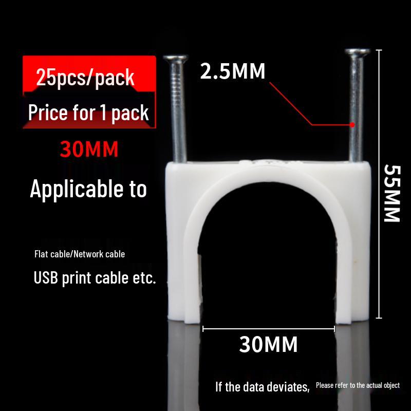 Round U-Shaped Wire Clips with Steel Nail for Wall Cable Management