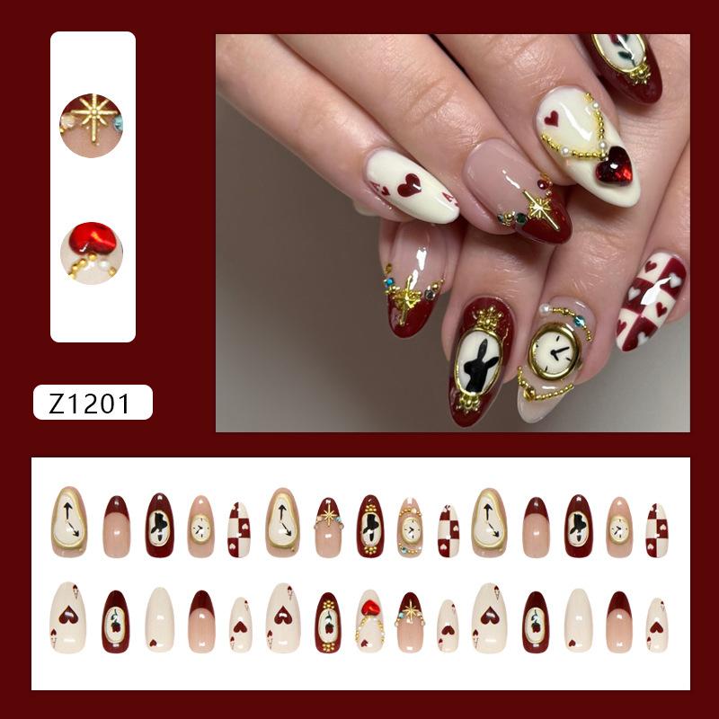 Three-dimensional gilt time starlight rose shining love pearl fashion ins wind removable manicure 30 pieces