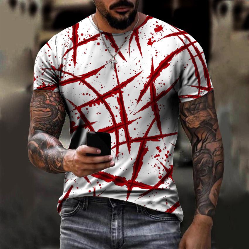 Футболки ужасов на Хэллоуин с кровавым 3D-принтом для мужчин и женщин, новые футболки с коротким рукавом, большие размеры Harajuku Y2k, топы, футболки, детская одежда