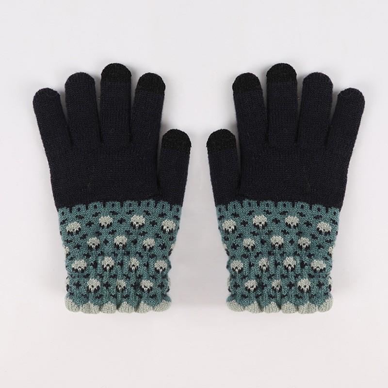 Unisex Winter Cashmere Knit Silicone Non-slip Thicken Warm Fleece Gloves