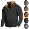 Men's Vintage High Neck Top Half Zip Sports Long Sleeve Sweater