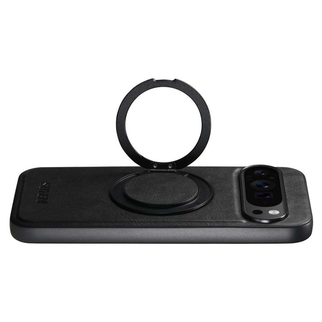 SUTENI G3 Чехол для Google Pixel 10 Pro XL, совместимый с MagSafe, восковая текстура, вращающаяся подставка, кожаная задняя крышка для телефона - Синий