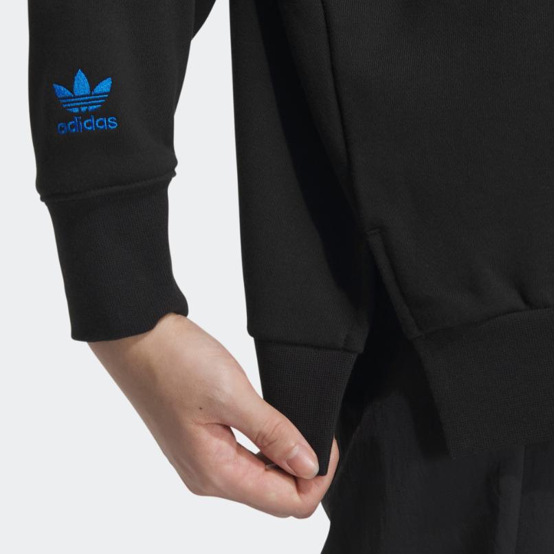 adidas Оригинальный свитшот с круглым вырезом и логотипом Trefoil Love, женские топы, черный IK8661