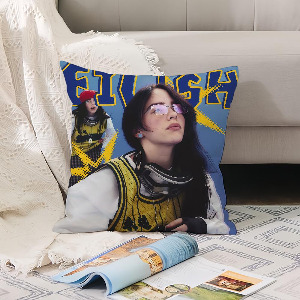 American Singer B-Billie E-Eilish Pillow Case Office Cushions Suitable For Sofa Car Bedroom Decorative Cushion Cover