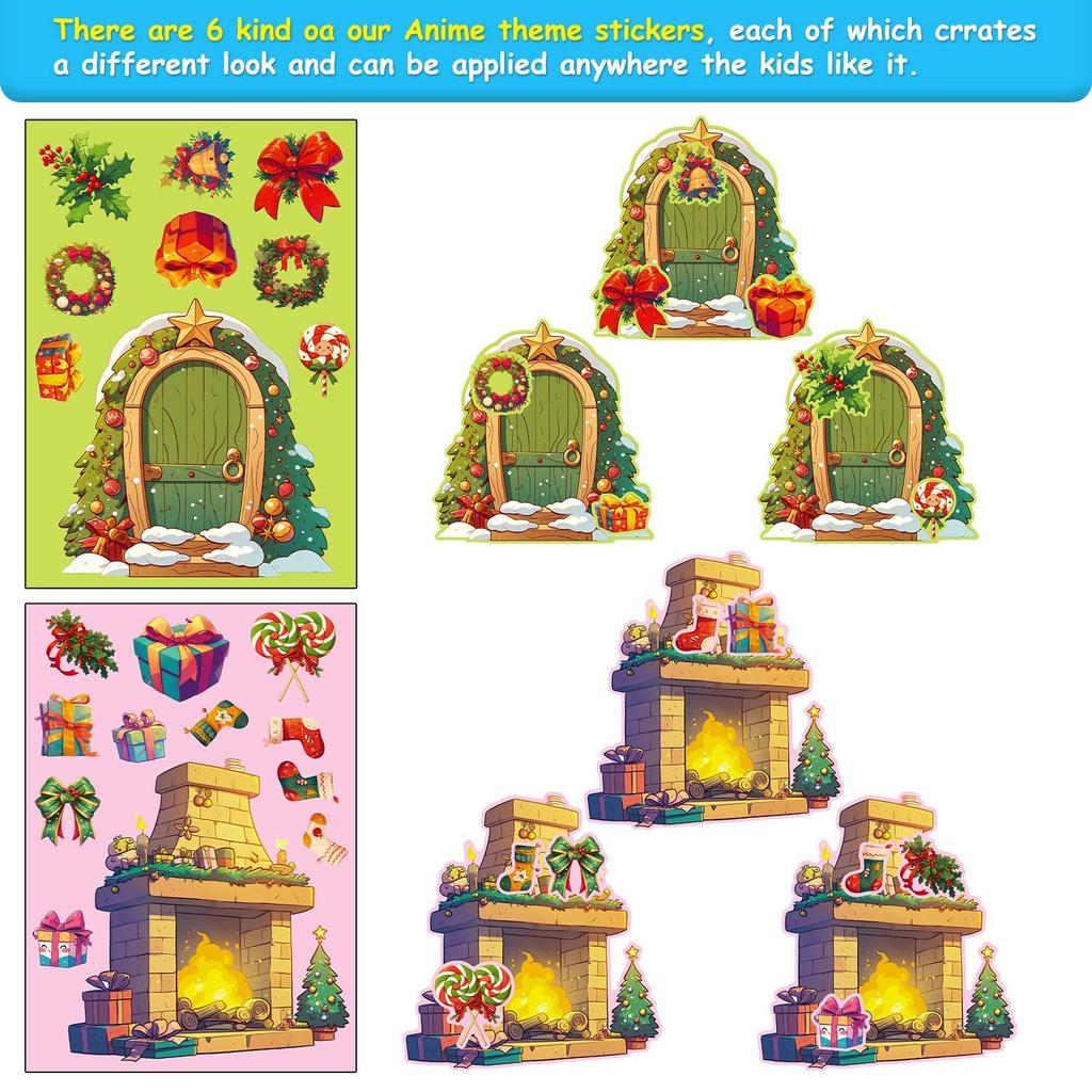 6 Pieces/set Christmas Face Changing Puzzle Stickers Children's DIY Puzzle Cartoon Stickers Elk Face Changing Stickers