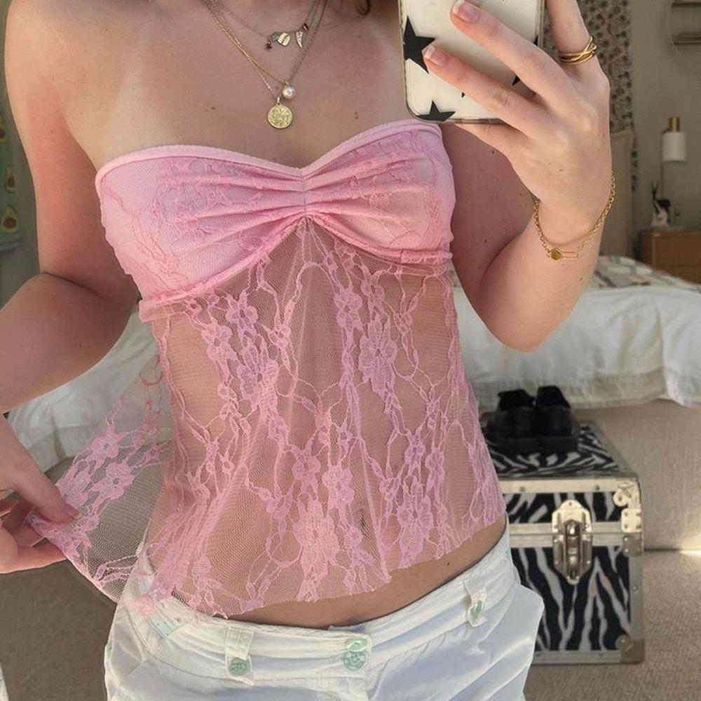 Sweet Lace Bra Camisole Streetwear Tube Tops Korean Strapless Vest Tops Summer