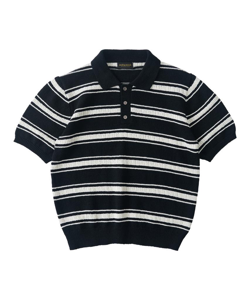 ANALOG MOOD Modern Striped Short Sleeve Knit (Black)