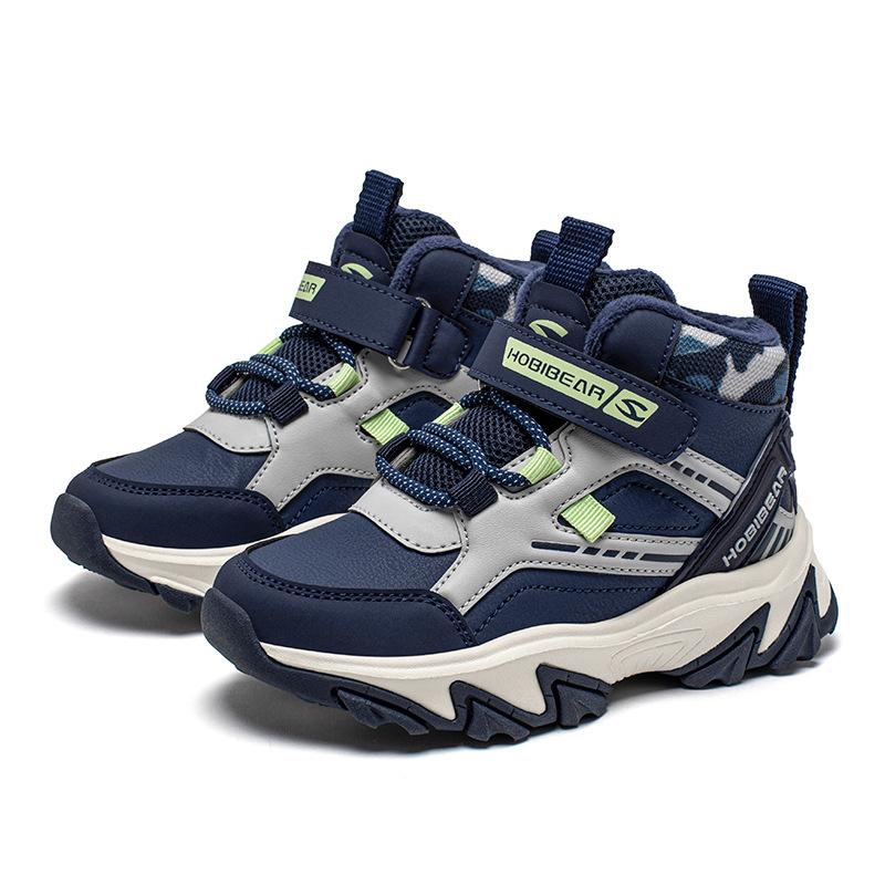 Kids Snow Boots Winter Warm Fleece Lined High Top Sneakers Outdoor Casual Running Shoes For Boys Girls Hook And Loop Short Boots