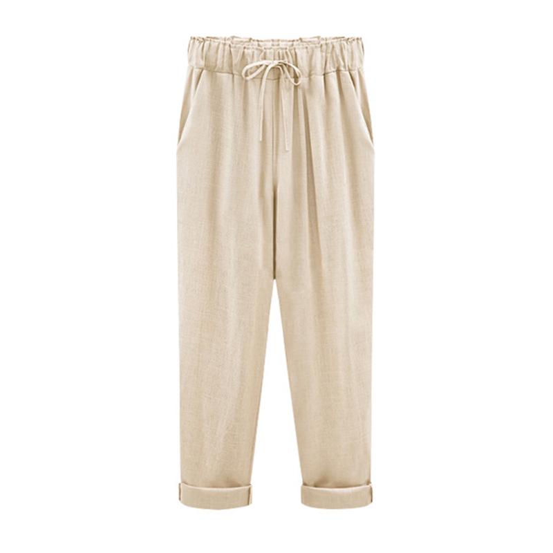 Женские модные летние большие размеры 8XL, свободные тонкие льняные удобные повседневные брюки