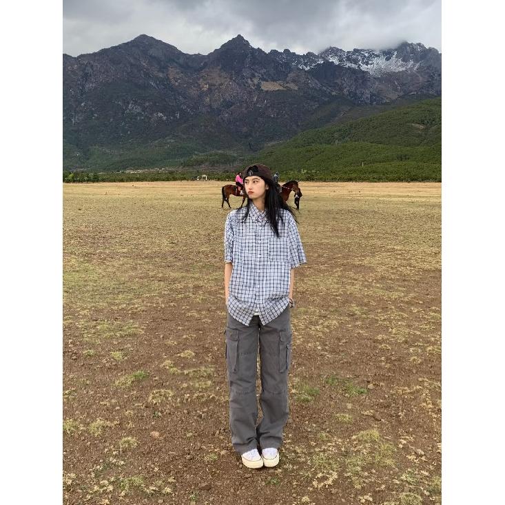 Мужская летняя рубашка с коротким рукавом, мужская ретро свободная повседневная рубашка с рукавом пять четвертей, модная брендовая рубашка для верхней одежды