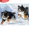 Алмазная мозаика с собакой, животное, 5D DIY, алмазная живопись, снег, зима, полная квадратная/круглая дрель, вышивка, ремесло