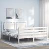 VidaXL Bed Frame with Headboard White 160x200 Cm Solid Wood 3194062