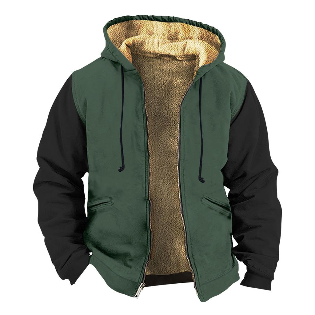 Men's Solid Color Jacket Men's Spring And Autumn Casual Trend Zipper Hooded Jacket