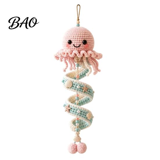 Ocean Friends DIY Craft Kit Animal Spiral Crochet Kit, Ornament Marine Life Yarn Themed for Teens Adults, Handmade Hanging Decoration Bag Charms