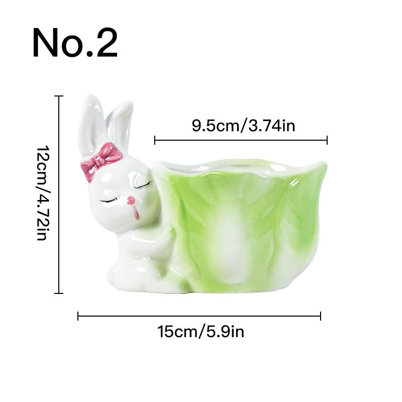 Cute Rabbit Flower Pot Ceramic Succulent Pot Planter Home Decor Indoor Decoration Desktop Ornaments Bonsai Plant Pot