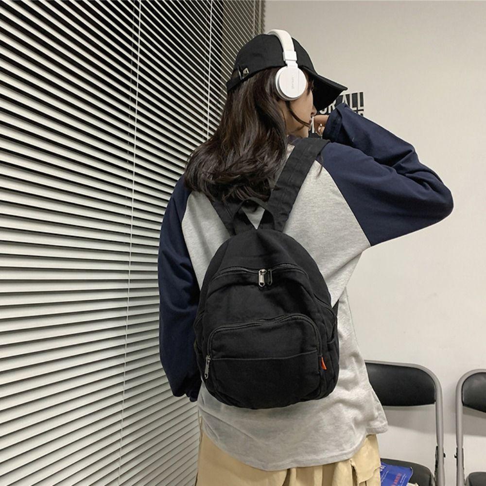 Retro Schoolbag Washable Shoulder Bag High Quality Canvas Leisure Backpack  College Student