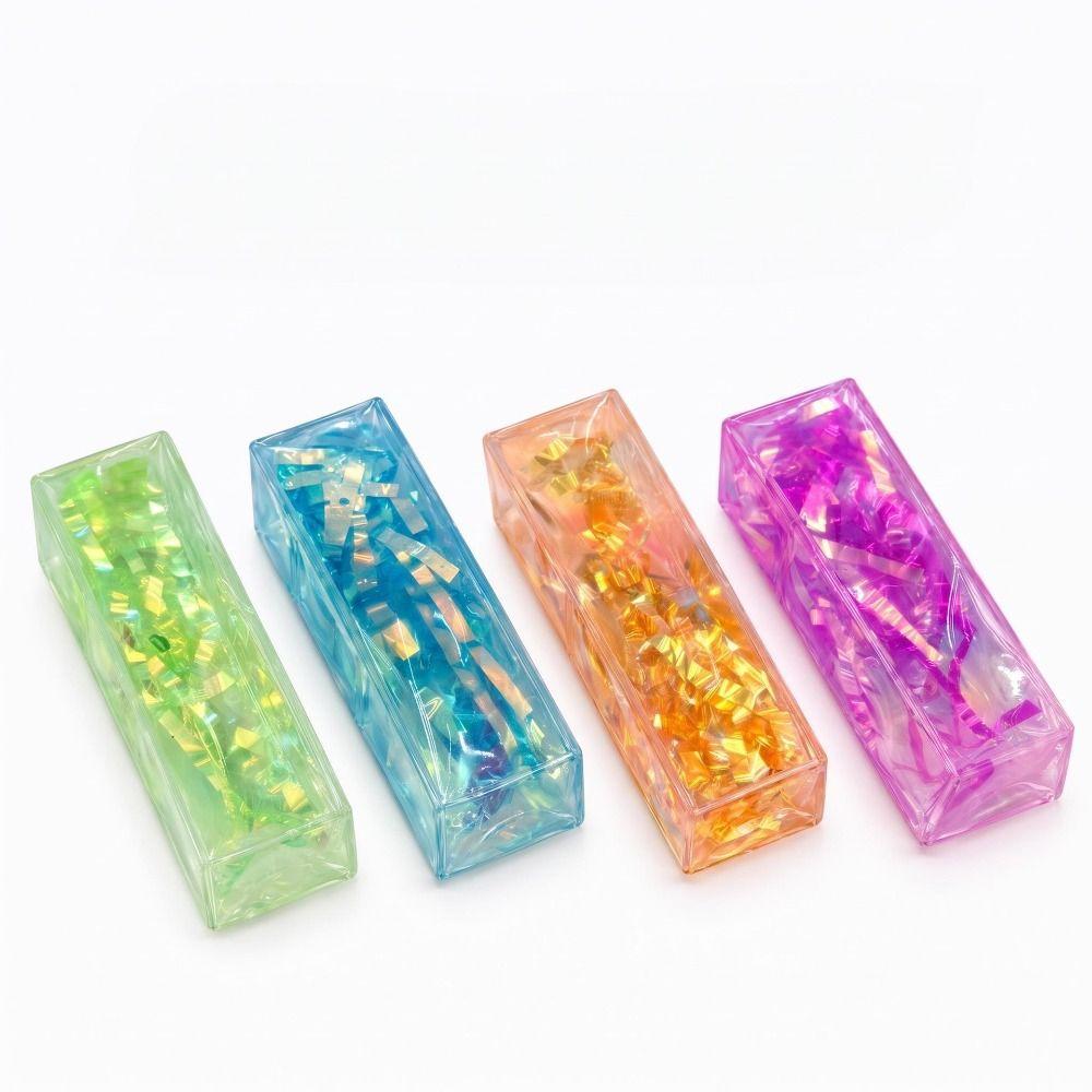 Transparency Butter Stick Squishy Toy Coloured Ribbon Butter Stick Pinch Home Decoration