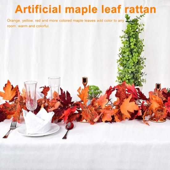 100/175Cm Artificial Maple Leaf Garland Uv Resistant Fall Halloween Thanksgiving Day Harvest