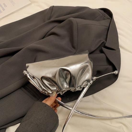 Women Clutch Purses Faux Leather Evening Bag Crossbody Purse Ruched Cloud Handbag Waterproof Shoulder Bag for Wedding Date Party