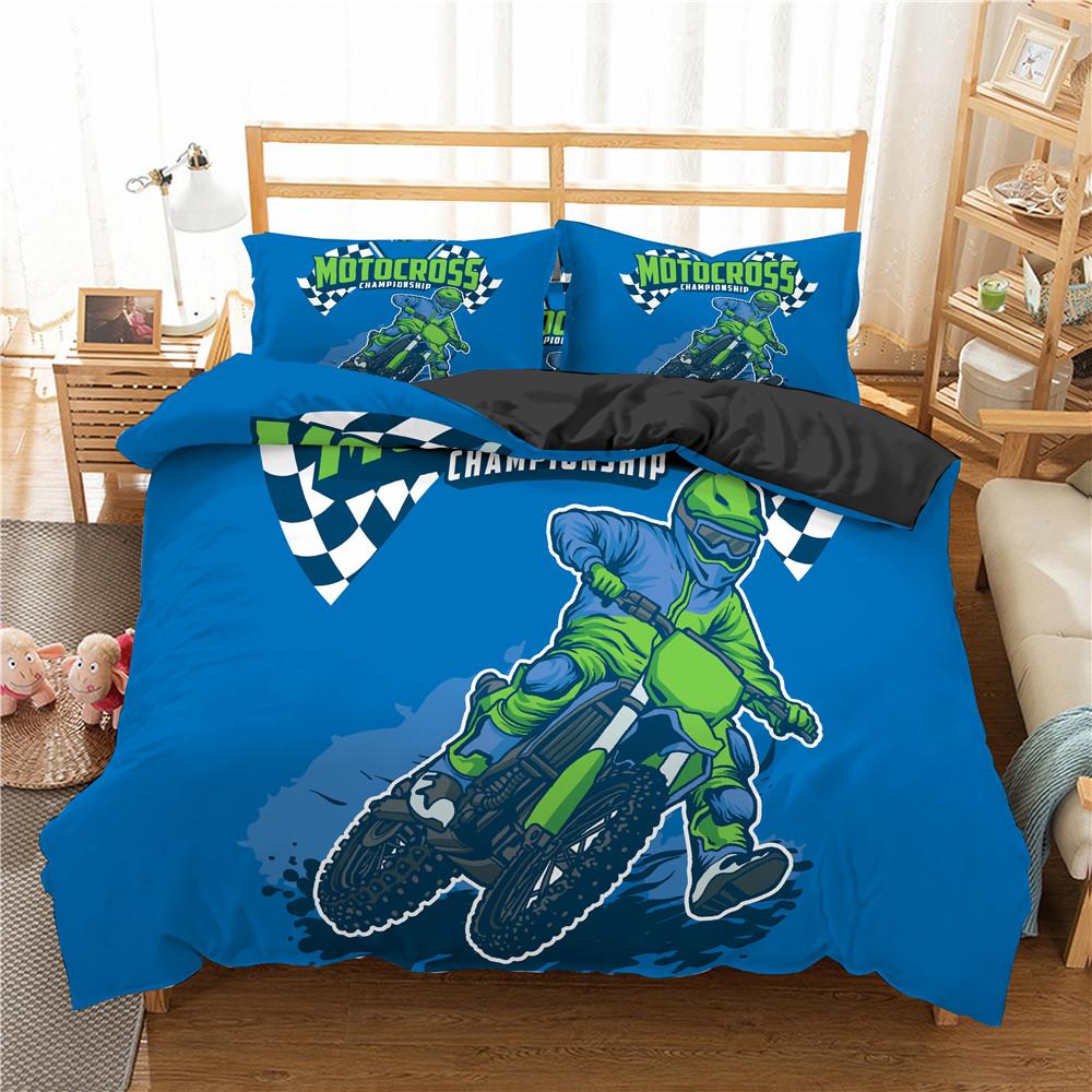 Comforter Motocross King Queen Bedding Set For Boys Adults Off-Road Race Motorcycle Dirt Bike Rider Comforter