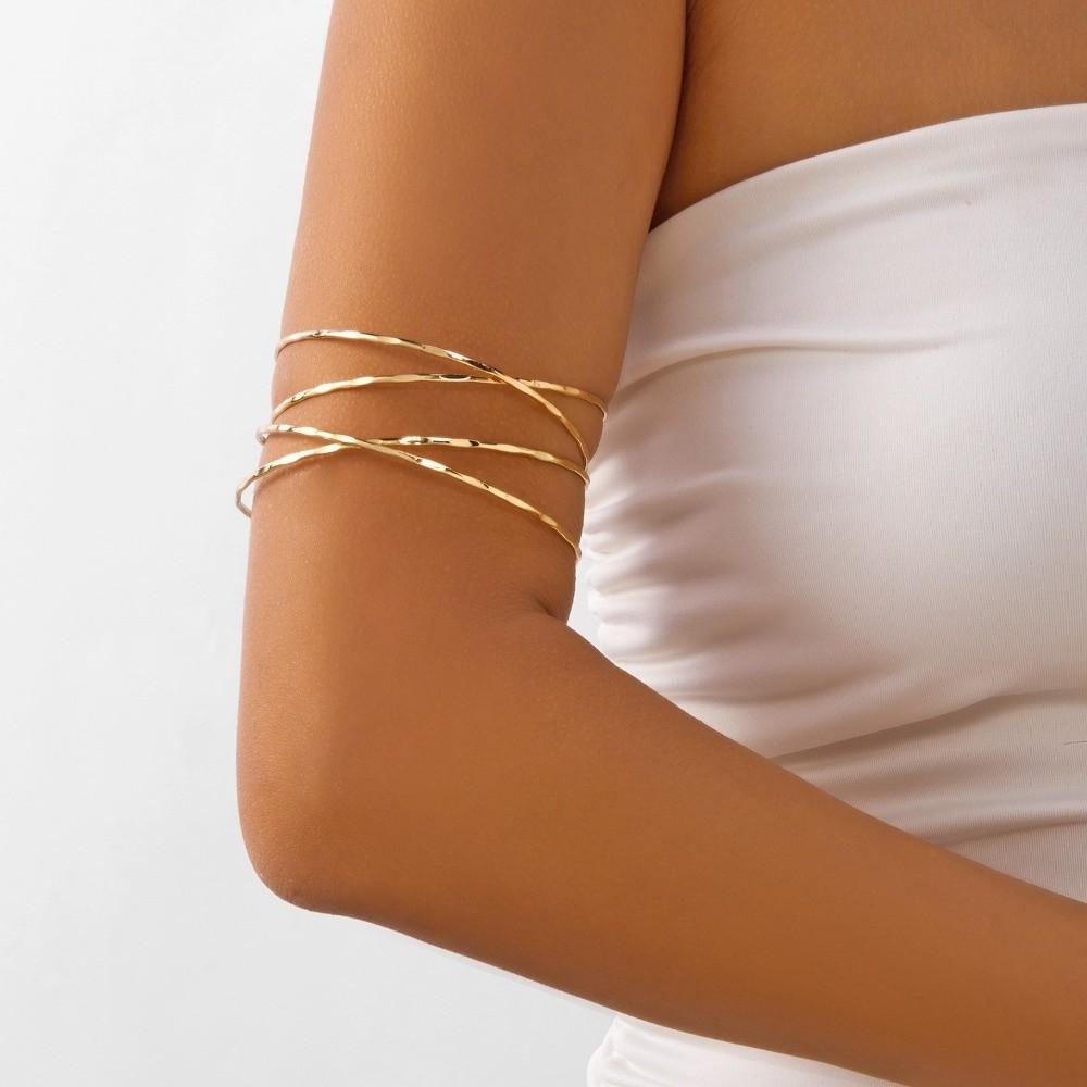 Multilayer Coil Open Arm Bangles Gold Hyperbolic Cuff Bangle Adjustable Snake Armband Party
