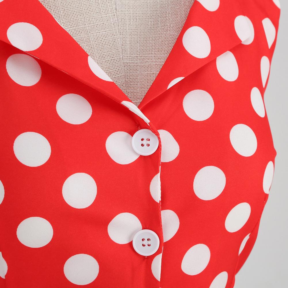 Женское вечернее платье в стиле ретро с принтом в горошек, А-силуэта, с открытой спиной, с вырезом-халтер и V-образным вырезом, облегающее, с высокой талией, на пуговицах