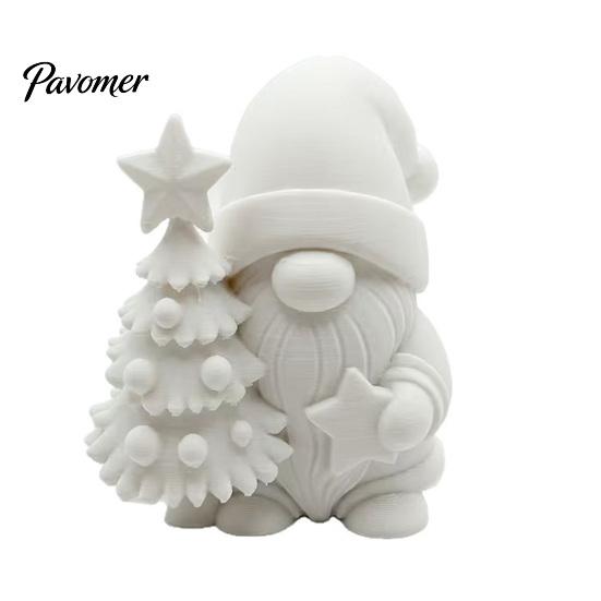 Holiday Home Tabletop Accents 3D Printed Christmas Gnome Figurine, DIY Paintable Mini Hugging Handmade Xmas Gift Souvenirs Star & Tree, Winter Desktop