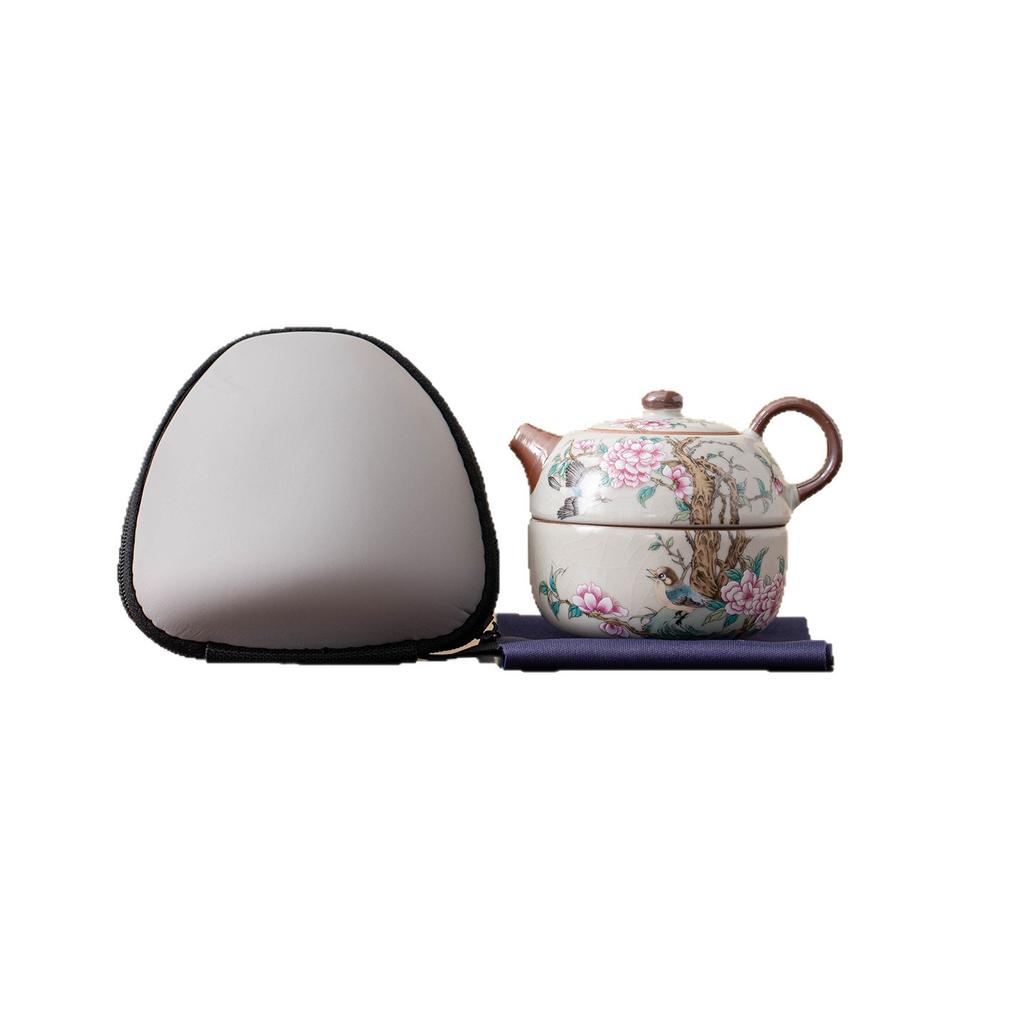 Travel tea set Ru kiln camp simple tea portable ceramic express cup company annual meeting gift