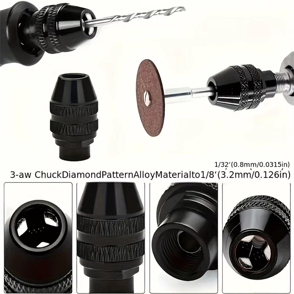 0.8-3mm Shank Rotary Tool Chuck Set Keyless Design Three-Jaw Chuck Set Home Repairs