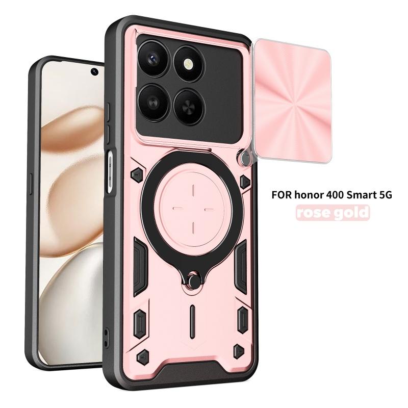 For Honor 400 Smart 5G Global Case Slide Lens Protect Armor Shockproof Phone Case Coque For Honor X7D 5G Ring Holder Cover