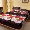 1 Simple Modern Plant Flower Printed Matte Fitted Sheet, Bedroom Printed Bed Cover, Bedding (Excluding Pillowcases)