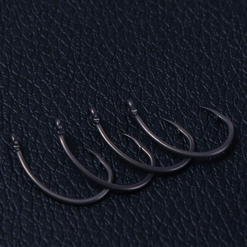 50pcs/pack 8011 Coating High Carbon Fishing Hooks Barbed Hooks Stainless Steel Carp Fishing