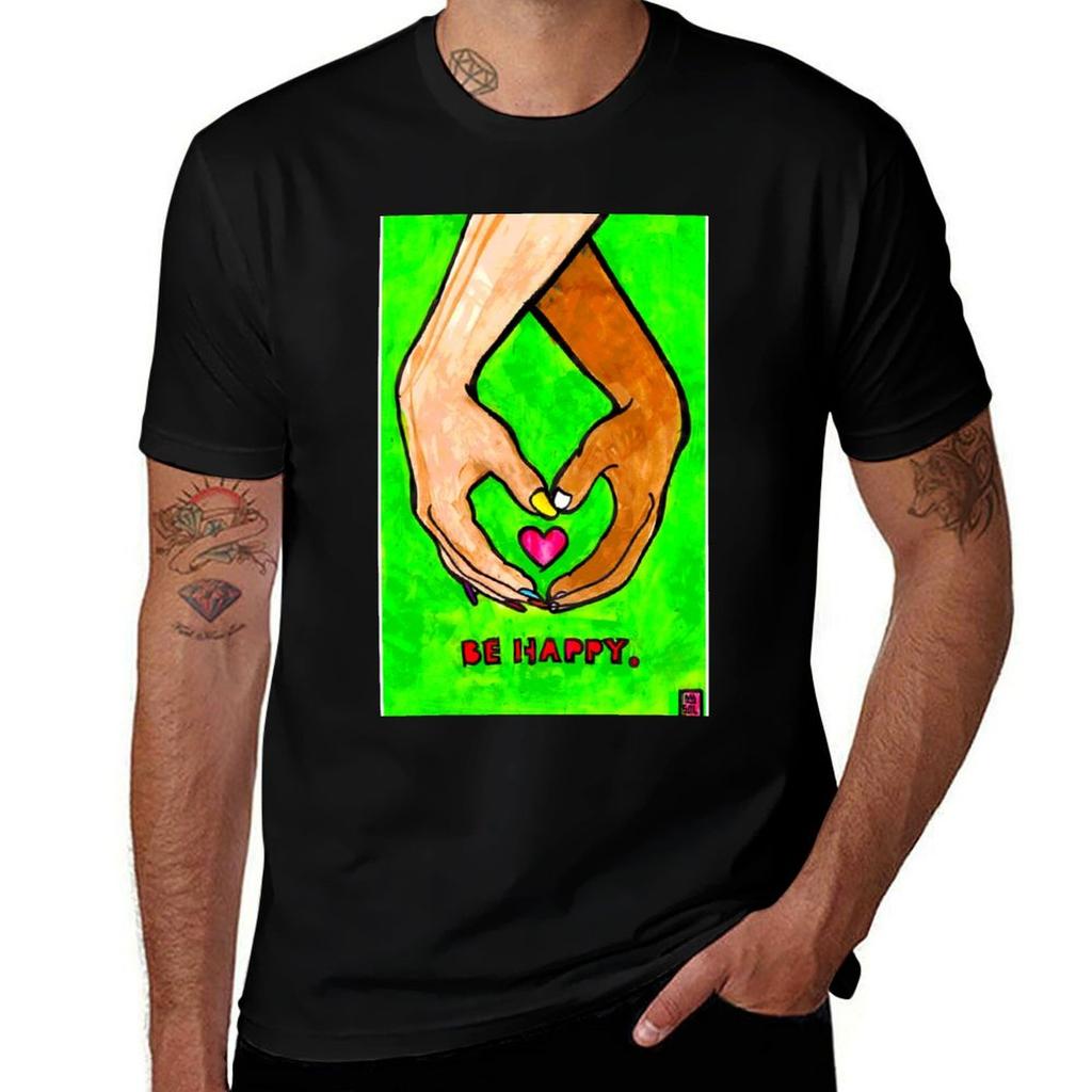 BE HAPPY TShirt Gym Wear Breathable Short Sleeve Tee