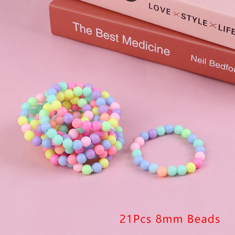 10 шт., детский браслет с подвесками для девочек, детские разноцветные эластичные браслеты из жемчуга и бусин