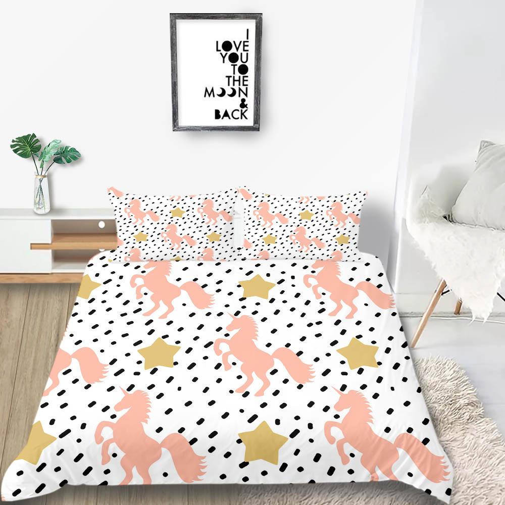 2023 Новый стильный комплект постельного белья с принтом, пододеяльник, новый 3D чехол для постельного белья с принтом единорога, костюм для девочек, королевский размер, домашняя постельная одежда