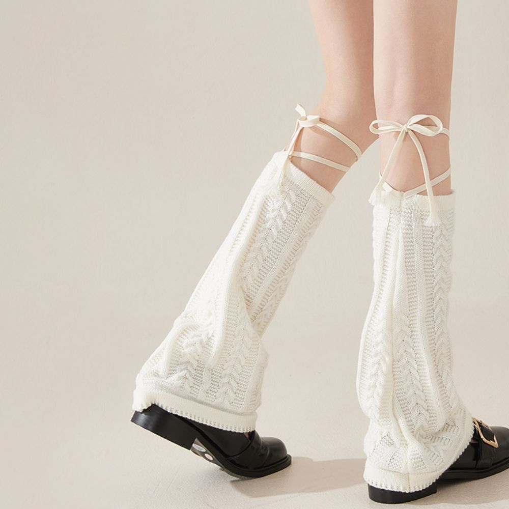 Japanese-style JK Patterned Knitted Sweet Flared Y2K Slouchy Socks Ins Student Spice Girl Subculture Calf Leg Warmers