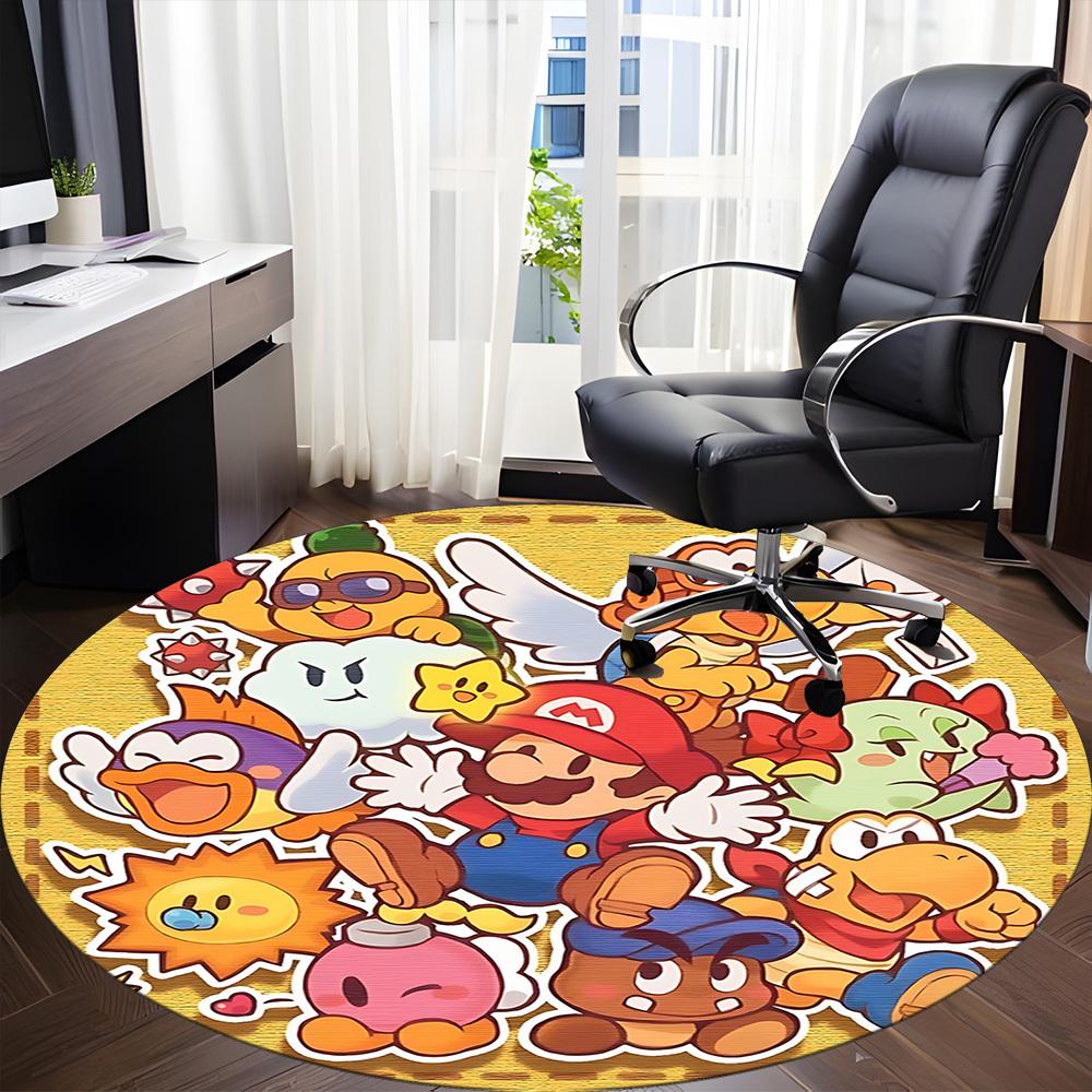 1pc Mario Characters Office Round Area Rug, Under Office Chairs Bedroom Living Room Home Decor a1016267