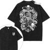 Unisex Black Washed Vintage T  Shirt Demon Slayer Inosuke Boar Head Sword Slash High  Quality Fabric for Fitness Casual