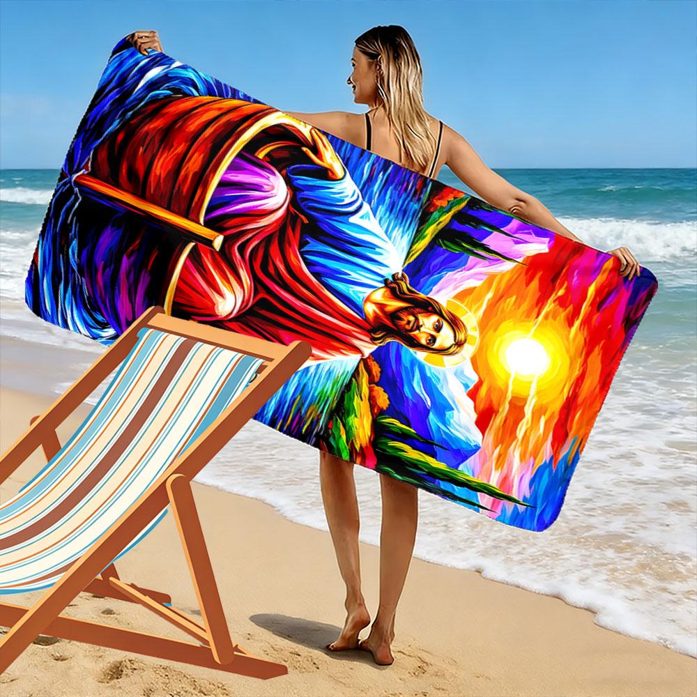 Radiant serenity on water Print beach towel, quick drying, suitable for travel, outdoor sports, jogging, the beach and swimming, gift