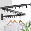Folding Clothes Hanger Wall Mount Retractable Cloth Drying Rack Indoor & Outdoor Space Saving Aluminum Home Laundry Clothesline