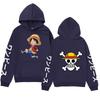 Mens One Piece Luffy Printed Hoodie Streetwear Anime Sweatshirt Winter Fleece Lined Oversized Pullover