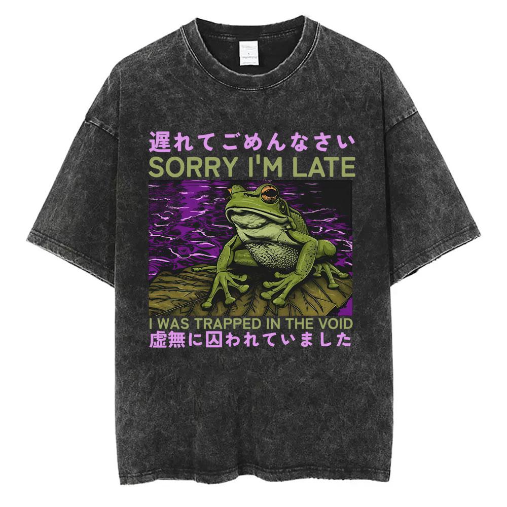 I Want A Perfect Body I Want A Perfect Soul Tshirt Funny Japanese Style Capybara Vintage Washed T Shirt Men Oversized Tees Tops