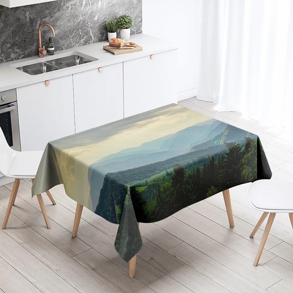 Sunset Tablecloth Natural World Landscape Stain Resistant Waterproof Rectangular Kitchen Table Home Decor