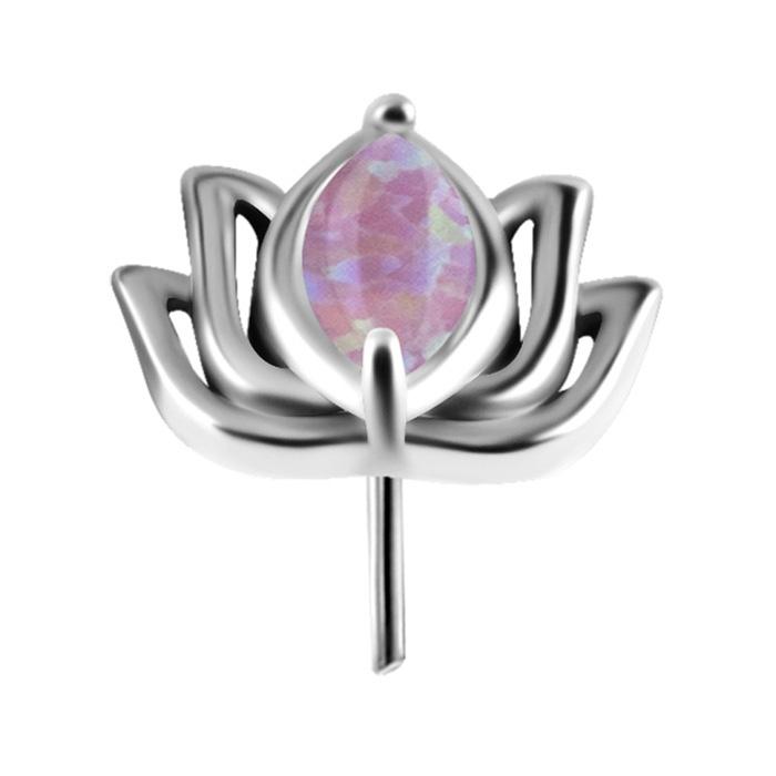 Push-In Cap - Lotus Flower With Purple Opal - Cocr Nf - Silver - Pi-003