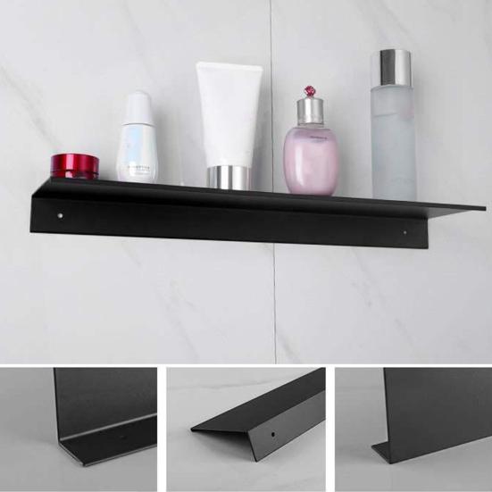 Wall Mount Bathroom Floating Shelf Punch Free Adhesive Heavy Duty Aluminum Alloy Multi-functional Storage Rack Holder Organizer Home Supplies