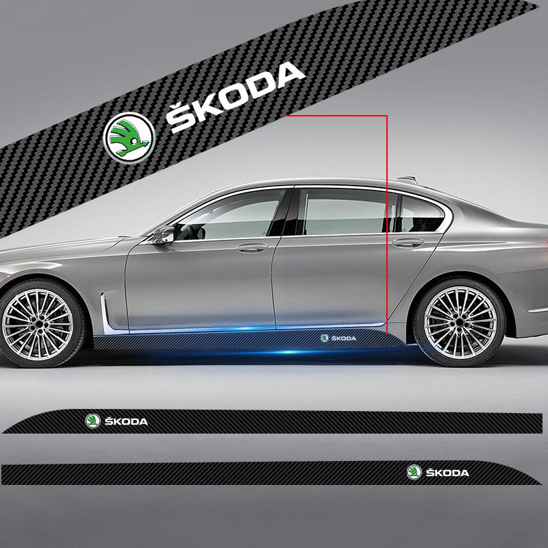 2 шт. Углеродная наклейка на порог боковой юбки двери автомобиля Защита от царапин Наклейка для рестайлинга Для Skoda Octavia Superb Rapid Kodiaq Karoq Fabia Kamiq Roomster Citigo