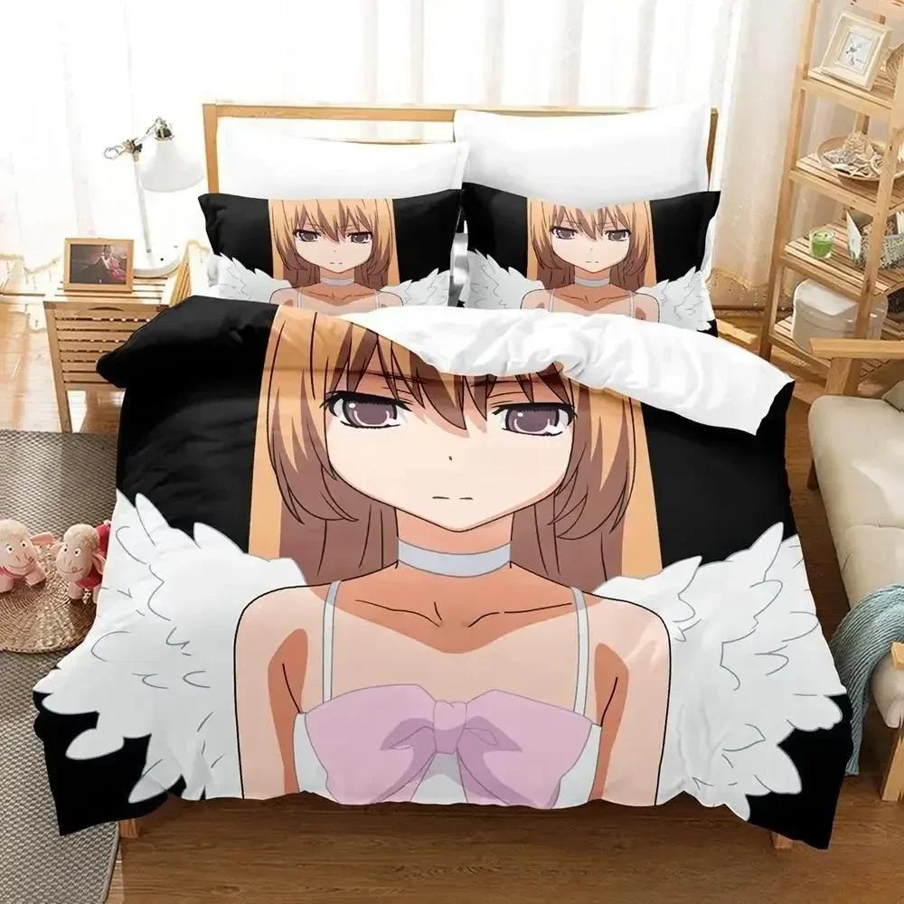 Одеяло Новый Набор Постельного Белья Toradora Мультяшное Аниме Трех peças Набор Взрослый Ребенок Спальня S 3D Кавайи Девочки Постельное Белье Двуспальное